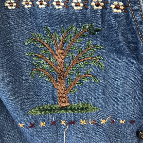 Vintage Way To Go Denim Vest Womens Large Noahs Ark Embroidered Animals 90s Rare - Picture 12 of 15
